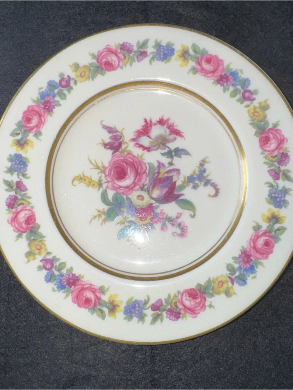 Castleton MANOR USA Bread Plate Lot of 4 Cream Gold Floral 6 1/4